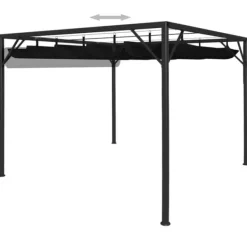 vidaXL Telte & Lysthuse^pavillon med sammenrulleligt tag 3x3 m antracitgrå - Festtelte & havepavilloner