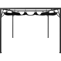 vidaXL Telte & Lysthuse^pavillon med sammenrulleligt tag 3x3 m antracitgrå - Festtelte & havepavilloner