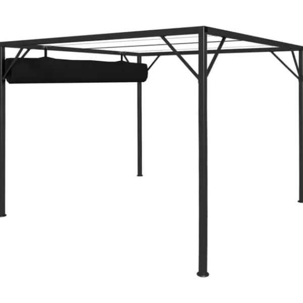 vidaXL Telte & Lysthuse^pavillon med sammenrulleligt tag 3x3 m antracitgrå - Festtelte & havepavilloner