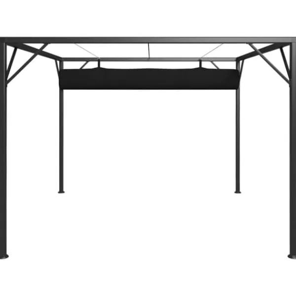 vidaXL Telte & Lysthuse^pavillon med sammenrulleligt tag 3x3 m antracitgrå - Festtelte & havepavilloner