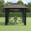 Hot pavillon med sidevægge 300x300x270 cm stål antracitgrå - Festtelte & havepavilloner Telte & Lysthuse