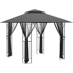 Hot pavillon med sidevægge 300x300x270 cm stål antracitgrå - Festtelte & havepavilloner Telte & Lysthuse