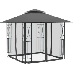 Hot pavillon med sidevægge 300x300x270 cm stål antracitgrå - Festtelte & havepavilloner Telte & Lysthuse