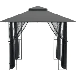 Hot pavillon med sidevægge 300x300x270 cm stål antracitgrå - Festtelte & havepavilloner Telte & Lysthuse