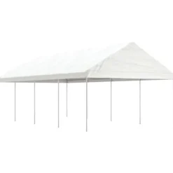 vidaXL Telte & Lysthuse^pavillon med tag 8,92x4,08x3,22 m polyethylen hvid - Festtelte & havepavilloner