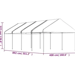 vidaXL Telte & Lysthuse^pavillon med tag 8,92x4,08x3,22 m polyethylen hvid - Festtelte & havepavilloner