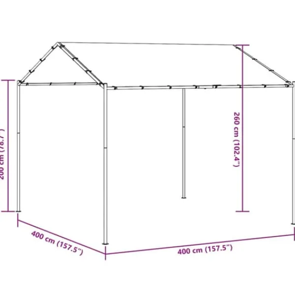 vidaXL Telte & Lysthuse^pavillon 4x4 m stål og stof antracitgrå - Festtelte & havepavilloner