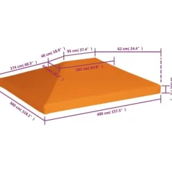 Clearance pavillontopdække 310 g/m² 4 x 3 m orange - Festtelte & havepavilloner – tage Telte & Lysthuse