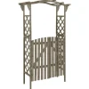 Hot pergola med låge 116x40x204 cm massivt grantræ grå - Havebuer, espalierer & pergolaer Buer, Spalier, Lysthuse Uden Tag