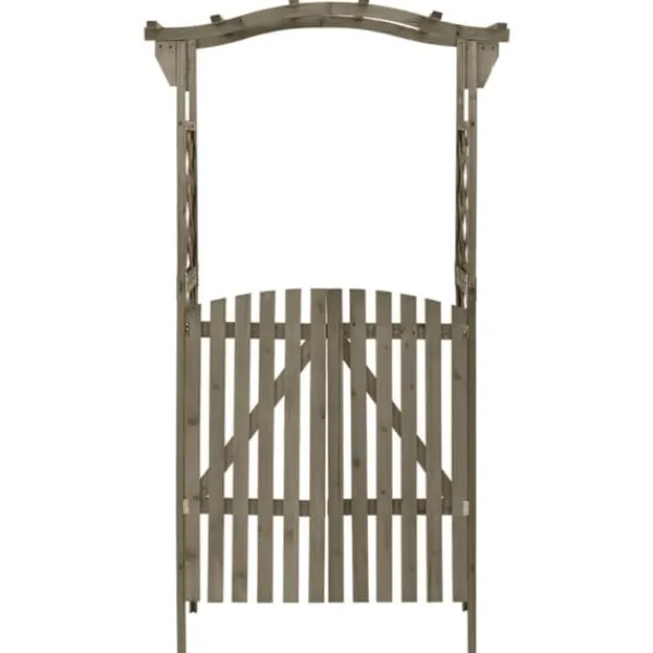 Hot pergola med låge 116x40x204 cm massivt grantræ grå - Havebuer, espalierer & pergolaer Buer, Spalier, Lysthuse Uden Tag