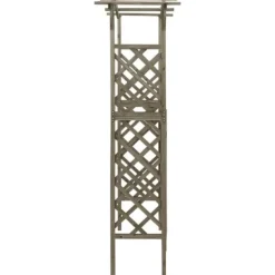 Hot pergola med låge 116x40x204 cm massivt grantræ grå - Havebuer, espalierer & pergolaer Buer, Spalier, Lysthuse Uden Tag