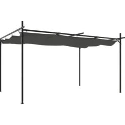 vidaXL Buer, Spalier, Lysthuse Uden Tag^pergola med sammenrulleligt tag 395x292x230 cm antracitgrå - Festtelte & havepavilloner