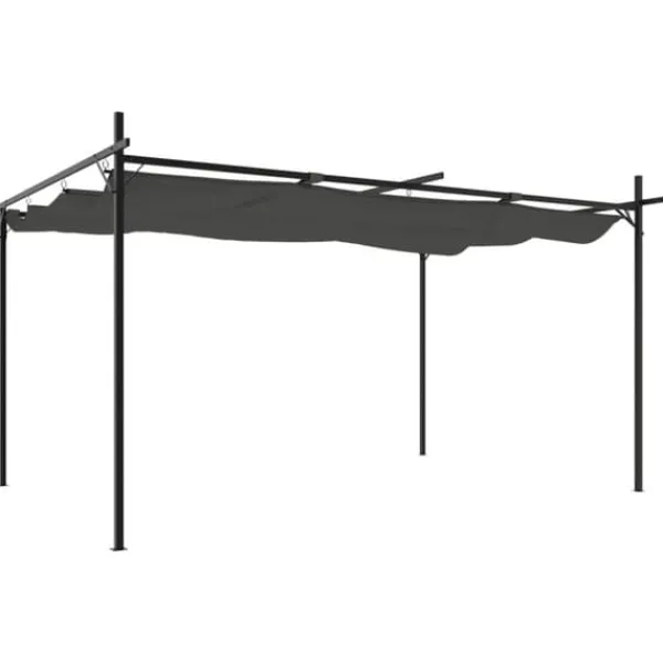 vidaXL Buer, Spalier, Lysthuse Uden Tag^pergola med sammenrulleligt tag 395x292x230 cm antracitgrå - Festtelte & havepavilloner