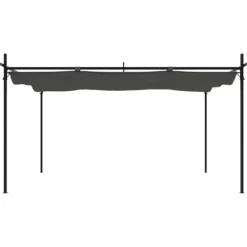 vidaXL Buer, Spalier, Lysthuse Uden Tag^pergola med sammenrulleligt tag 395x292x230 cm antracitgrå - Festtelte & havepavilloner