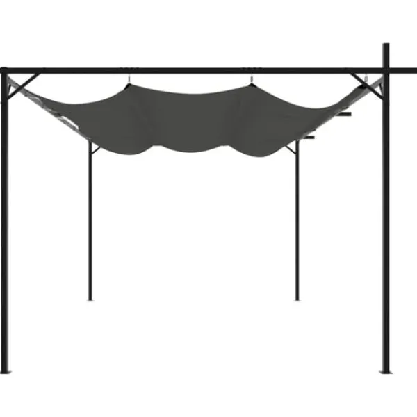 vidaXL Buer, Spalier, Lysthuse Uden Tag^pergola med sammenrulleligt tag 395x292x230 cm antracitgrå - Festtelte & havepavilloner