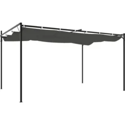 vidaXL Buer, Spalier, Lysthuse Uden Tag^pergola med sammenrulleligt tag 395x292x230 cm antracitgrå - Festtelte & havepavilloner