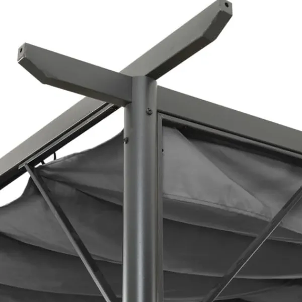 vidaXL Buer, Spalier, Lysthuse Uden Tag^pergola med sammenrulleligt tag 3x3 m 180 g/m² antracitgrå - Havebuer, espalierer & pergolaer