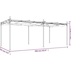 Outlet pergola med sammenrulleligt tag 589x292x230 cm cremefarvet - Festtelte & havepavilloner Buer, Spalier, Lysthuse Uden Tag