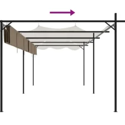 pergola med sammenrulleligt tag 589x292x230 cm gråbrun - Festtelte & havepavilloner Buer, Spalier, Lysthuse Uden Tag
