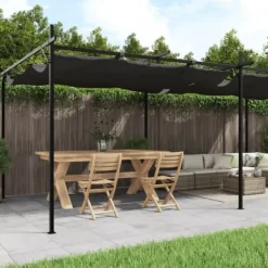Clearance pergola med sammenrulleligt tag 589x292x230 cm antracitgrå - Festtelte & havepavilloner Buer, Spalier, Lysthuse Uden Tag