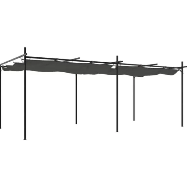Clearance pergola med sammenrulleligt tag 589x292x230 cm antracitgrå - Festtelte & havepavilloner Buer, Spalier, Lysthuse Uden Tag