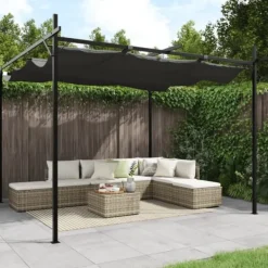 Online pergola med sammenrulleligt tag 295x292x230 cm antracitgrå - Festtelte & havepavilloner Buer, Spalier, Lysthuse Uden Tag