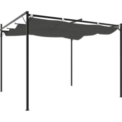 Online pergola med sammenrulleligt tag 295x292x230 cm antracitgrå - Festtelte & havepavilloner Buer, Spalier, Lysthuse Uden Tag