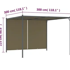 Online pergola med tilbagetrækkeligt tag 3x3 m 180 g/m² gråbrun - Havebuer, espalierer & pergolaer Buer, Spalier, Lysthuse Uden Tag