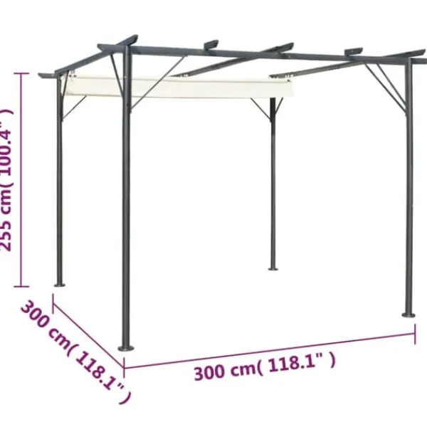 Hot pergola med tilbagetrækkeligt tag 3x3 m stål cremefarvet - Havebuer, espalierer & pergolaer Buer, Spalier, Lysthuse Uden Tag
