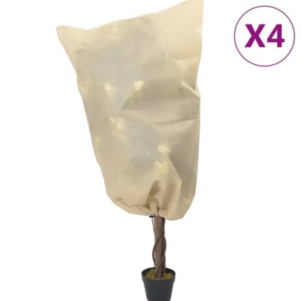 vidaXL Haveduge^plantebeskyttelse med snore 4 stk. 70 g/m² 0,8x0,8 m - Havearbejde – tilbehør