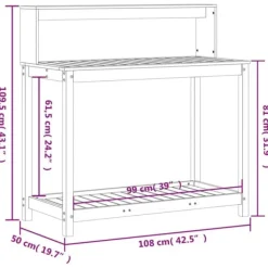 vidaXL Plantningsbænke^plantebord med hylder 108x50x109,5 cm massivt douglasgran - Planteborde