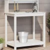 Sale plantebord med hylder 82,5x50x109,5 cm massivt fyrretræ hvid - Planteborde Plantningsbænke