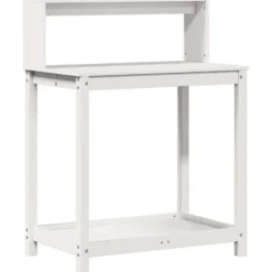 Sale plantebord med hylder 82,5x50x109,5 cm massivt fyrretræ hvid - Planteborde Plantningsbænke
