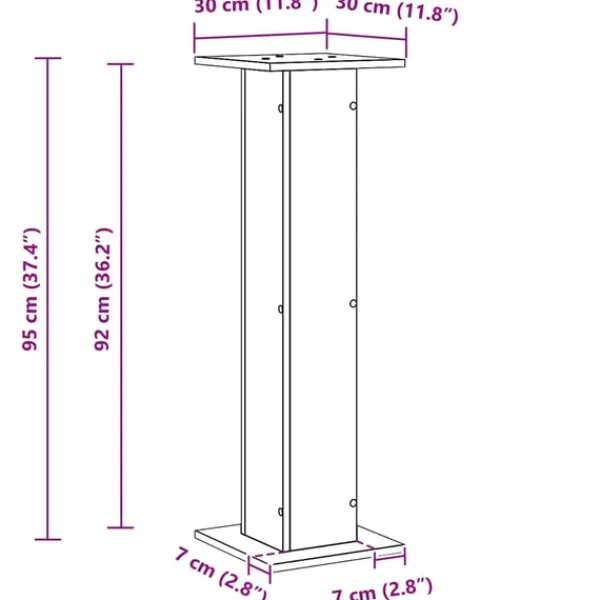 vidaXL Plantestativer^Planteholder 2 pcs Sort eg 30 x 30 x 95 cm Konstrueret træ