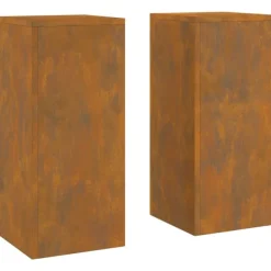 Planteholdere 2 pcs Rusten 24 x 24 x 55 cm Forvitret stål Plantestativer
