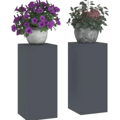 vidaXL Plantestativer^Planteholdere 2 pcs Antracit 24 x 24 x 55 cm Stål