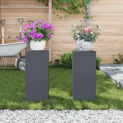 vidaXL Plantestativer^Planteholdere 2 pcs Antracit 24 x 24 x 55 cm Stål