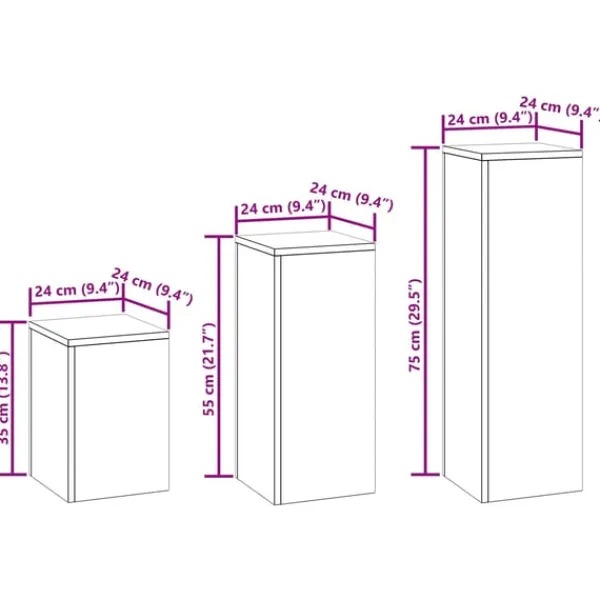 vidaXL Plantestativer^Planteholdere 3 pcs Olivengrøn 24 x 24 x 75 cm Stål