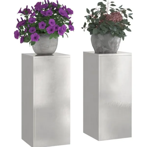 vidaXL Plantestativer^Planteholdere 2 pcs Sølv 24 x 24 x 55 cm Rustfrit stål