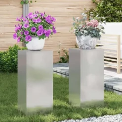 vidaXL Plantestativer^Planteholdere 2 pcs Sølv 24 x 24 x 55 cm Rustfrit stål