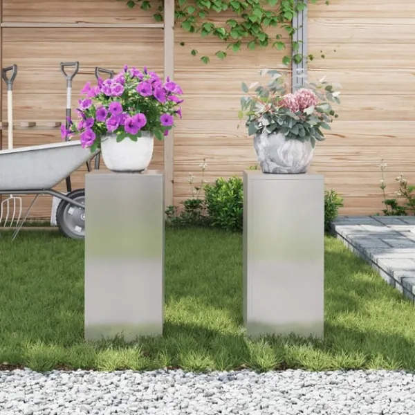 vidaXL Plantestativer^Planteholdere 2 pcs Sølv 24 x 24 x 55 cm Rustfrit stål