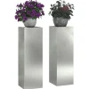 Hot Planteholdere 2 pcs Sølv 24 x 24 x 75 cm Galvaniseret stål Plantestativer