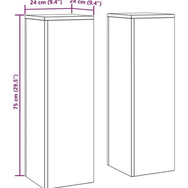 Hot Planteholdere 2 pcs Sølv 24 x 24 x 75 cm Galvaniseret stål Plantestativer