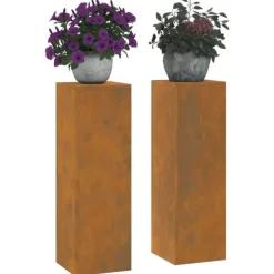 Online Planteholdere 2 pcs Rusten 24 x 24 x 75 cm Forvitret stål Krukker & Plantebeholdere