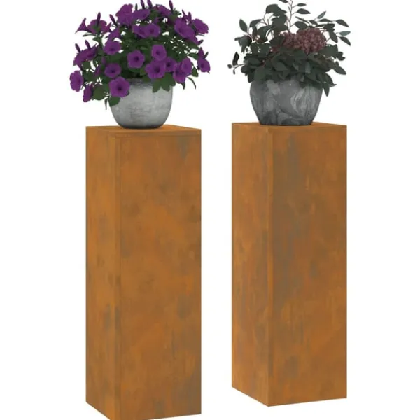 Online Planteholdere 2 pcs Rusten 24 x 24 x 75 cm Forvitret stål Krukker & Plantebeholdere