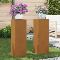 Online Planteholdere 2 pcs Rusten 24 x 24 x 75 cm Forvitret stål Krukker & Plantebeholdere