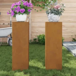 Online Planteholdere 2 pcs Rusten 24 x 24 x 75 cm Forvitret stål Krukker & Plantebeholdere