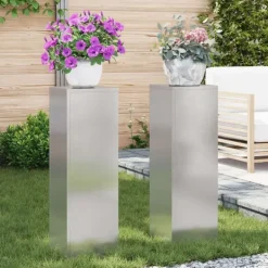 vidaXL Plantestativer^Planteholdere 2 pcs Sølv 24 x 24 x 75 cm Rustfrit stål