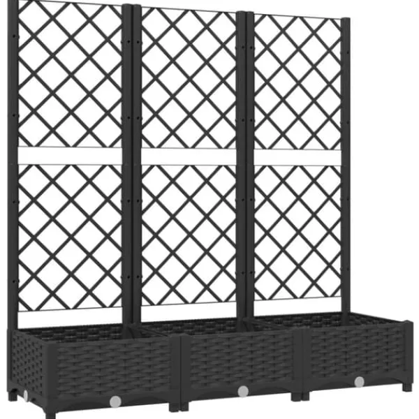 Sale plantekasse med espalier 120x40x121,5 cm PP sort - Plantekrukker Krukker & Plantebeholdere