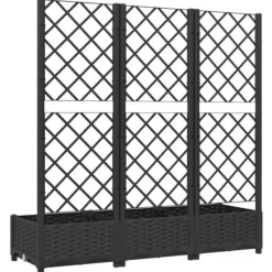 Sale plantekasse med espalier 120x40x121,5 cm PP sort - Plantekrukker Krukker & Plantebeholdere